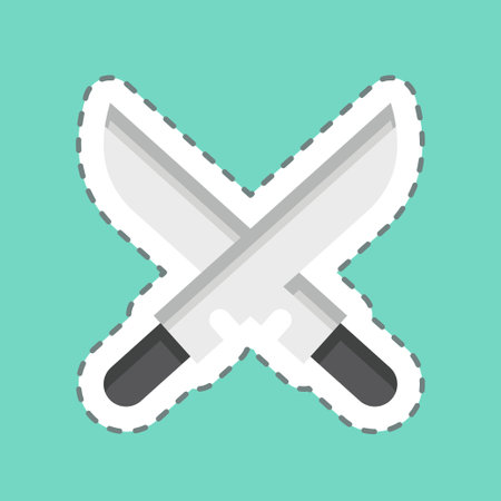 Sticker line cut Sword. related to Ninja symbol. simple design editable. simple illustrationのイラスト素材