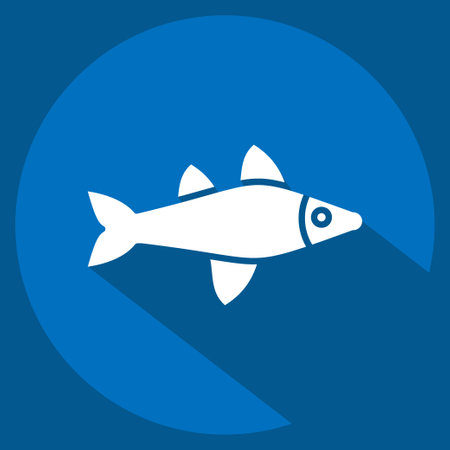 Icon Fish. related to Sea symbol. long shadow style. simple design editable. simple illustrationのイラスト素材