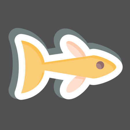 Sticker Neon Tetra. related to Sea symbol. simple design editable. simple illustrationのイラスト素材