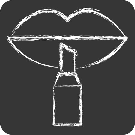 Icon Lip Liner. related to Cosmetic symbol. chalk Style. simple design editable. simple illustrationのイラスト素材
