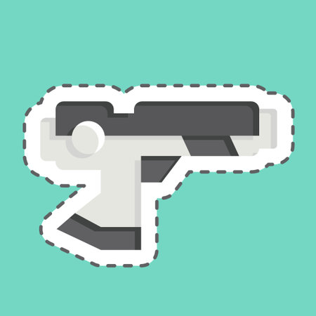 Sticker line cut Hi-Tech Weapons. related to Future Technology symbol. simple design editable. simple illustrationのイラスト素材