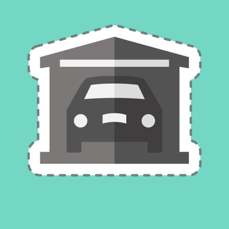Sticker line cut Garage. related to Car ,Automotive symbol. simple design editable. simple illustrationのイラスト素材