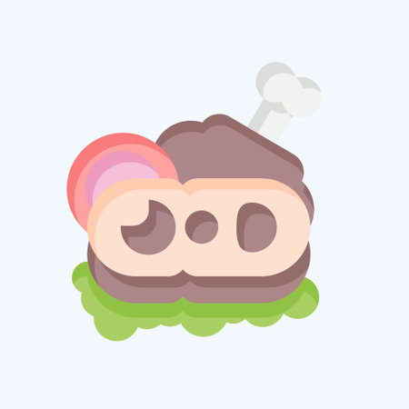 Icon Ham. related to Breakfast symbol. flat style. simple design editable. simple illustrationのイラスト素材