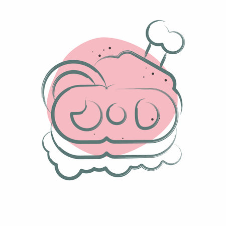 Icon Ham. related to Breakfast symbol. Color Spot Style. simple design editable. simple illustrationのイラスト素材