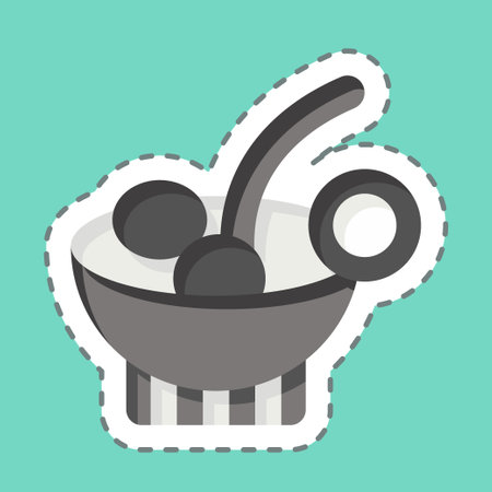 Sticker line cut Cocktail Soup. related to Breakfast symbol. simple design editable. simple illustrationのイラスト素材