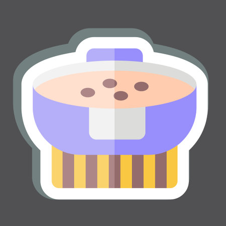 Sticker Boiled Rice. related to Breakfast symbol. simple design editable. simple illustrationのイラスト素材