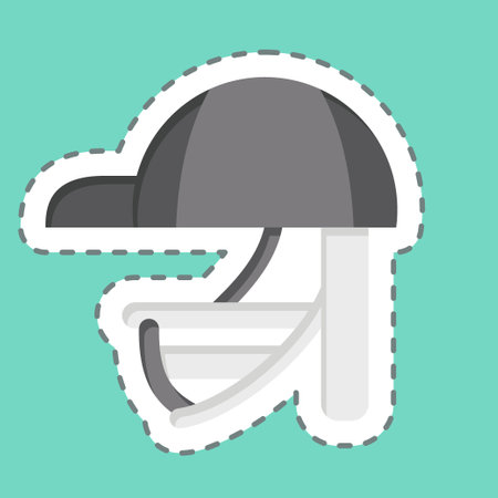 Sticker line cut Batting Helmet. related to Baseball symbol. simple design editable. simple illustrationのイラスト素材