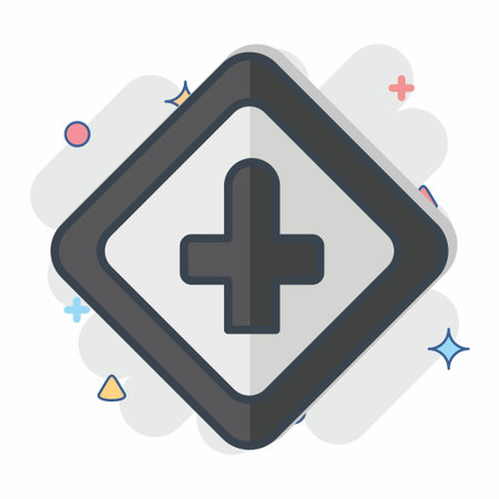 Icon Cross Roads Ahead. related to Road Sign symbol. comic style. simple design editable. simple illustrationのイラスト素材