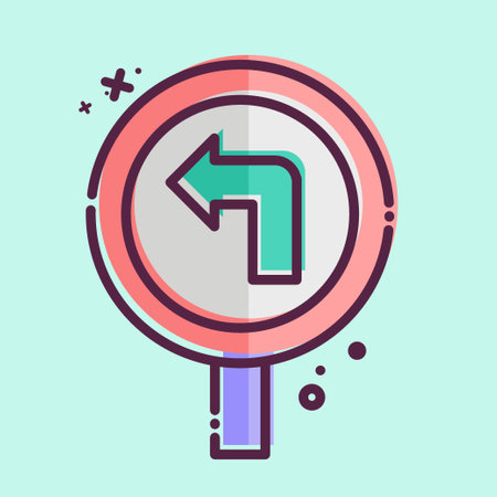 Icon Turn Left Ahead. related to Road Sign symbol. MBE style. simple design editable. simple illustrationのイラスト素材