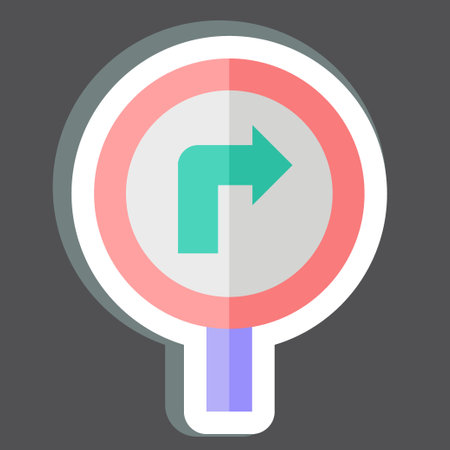 Sticker Turn Right Ahead. related to Road Sign symbol. simple design editable. simple illustrationのイラスト素材