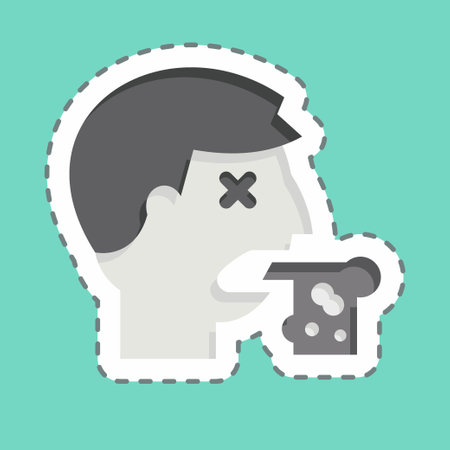 Sticker line cut Vomiting. related to Poison symbol. simple design editable. simple illustrationのイラスト素材