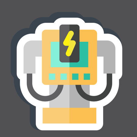 Sticker Charging System. related to Car Maintenance symbol. simple design editable. simple illustrationのイラスト素材