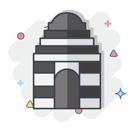 Icon Gate of India. related to India symbol. comic style. simple design editable. simple illustrationのイラスト素材