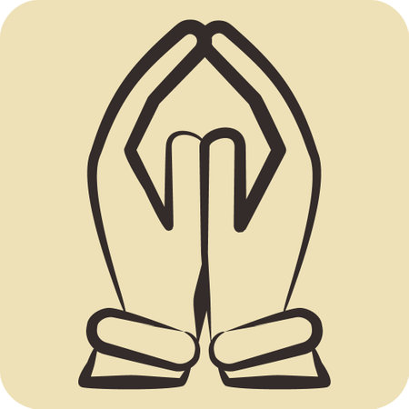 Icon Pray. related to India symbol. hand drawn style. simple design editable. simple illustrationのイラスト素材