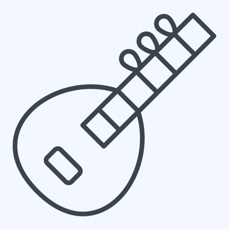 Icon Sitar. related to India symbol. line style. simple design editable. simple illustrationのイラスト素材
