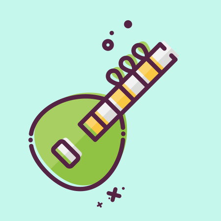 Icon Sitar. related to India symbol. MBE style. simple design editable. simple illustrationのイラスト素材