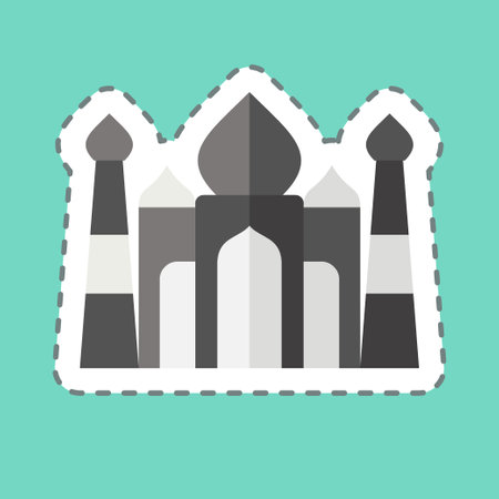 Sticker line cut Taj Mahal. related to India symbol. simple design editable. simple illustrationのイラスト素材