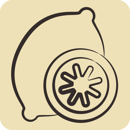 Icon Lemon. related to Fruit and Vegetable symbol. hand drawn style. simple design editable. simple illustrationのイラスト素材