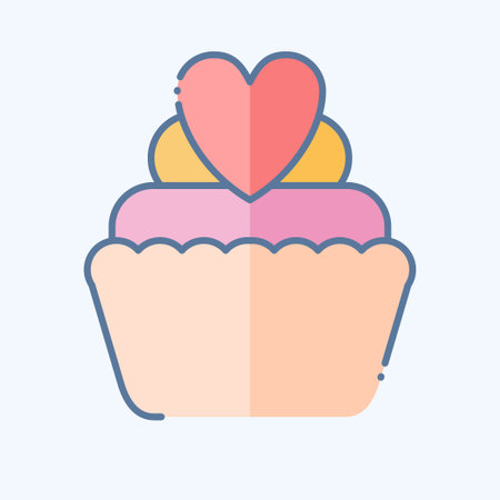 Icon Cup Cake. related to Valentine Day symbol. doodle style. simple design editable. simple illustrationのイラスト素材