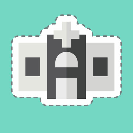 Sticker line cut Hospital. related to World Cancer symbol. simple design editable. simple illustrationのイラスト素材