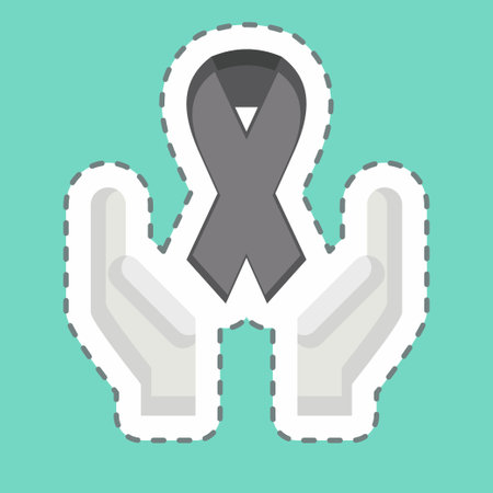 Sticker line cut Ribbon. related to World Cancer symbol. simple design editable. simple illustrationのイラスト素材