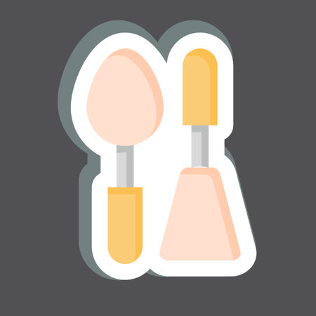 Sticker Ladle. related to Cooking symbol. simple design editable. simple illustrationのイラスト素材