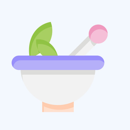 Icon Pestle and Mortar. related to Herbs and Spices symbol. flat style. simple design editable. simple illustrationのイラスト素材