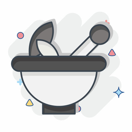 Icon Pestle and Mortar. related to Herbs and Spices symbol. comic style. simple design editable. simple illustrationのイラスト素材