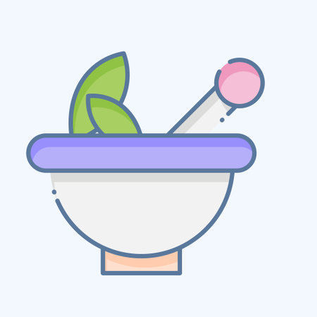 Icon Pestle and Mortar. related to Herbs and Spices symbol. doodle style. simple design editable. simple illustrationのイラスト素材