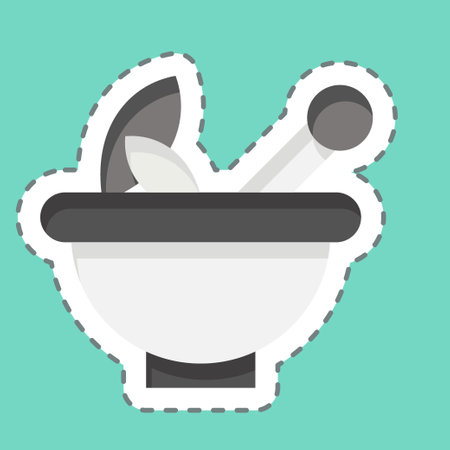 Sticker line cut Pestle and Mortar. related to Herbs and Spices symbol. simple design editable. simple illustrationのイラスト素材