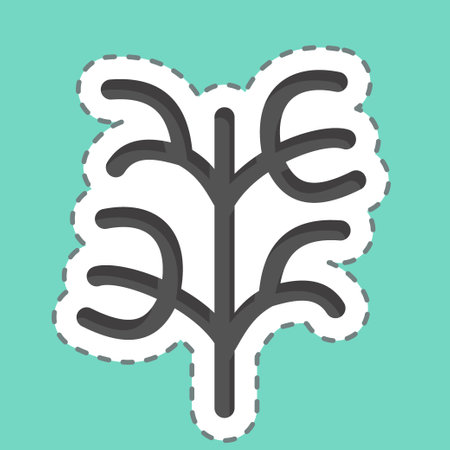 Sticker line cut Dill. related to Herbs and Spices symbol. simple design editable. simple illustrationのイラスト素材