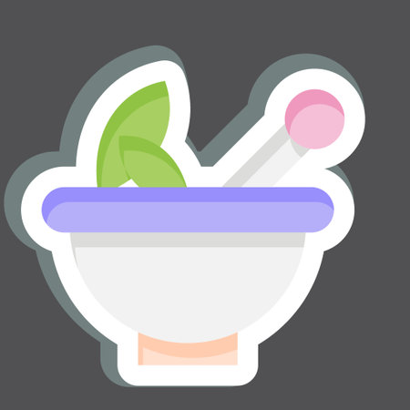 Sticker Pestle and Mortar. related to Herbs and Spices symbol. simple design editable. simple illustrationのイラスト素材