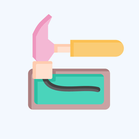 Icon Brick Hammer. related to Construction symbol. flat style. simple design editable. simple illustrationのイラスト素材