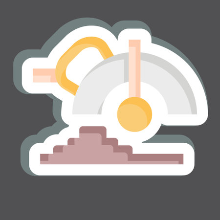 Sticker Circular Saw. related to Construction symbol. simple design editable. simple illustrationのイラスト素材