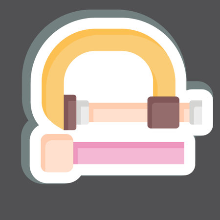 Sticker C Clamp. related to Construction symbol. simple design editable. simple illustrationのイラスト素材