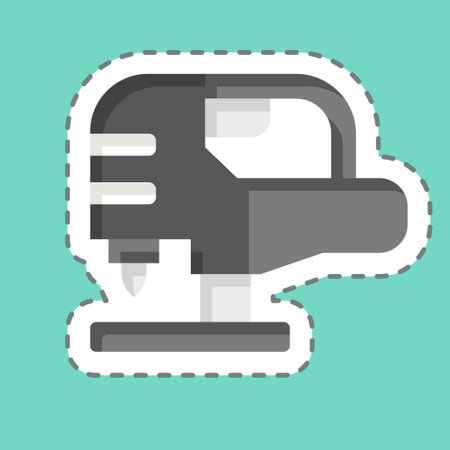 Sticker line cut Electric Jigsaw. related to Construction symbol. simple design editable. simple illustrationのイラスト素材