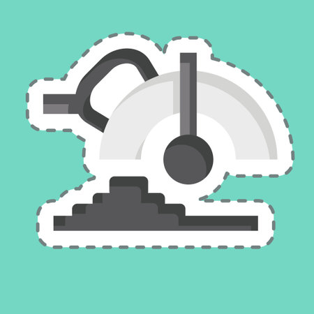 Sticker line cut Circular Saw. related to Construction symbol. simple design editable. simple illustrationのイラスト素材