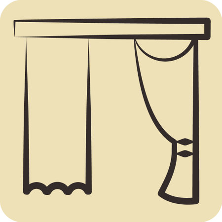 Icon Drapery. related to Curtains symbol. hand drawn style. simple design editable. simple illustrationのイラスト素材