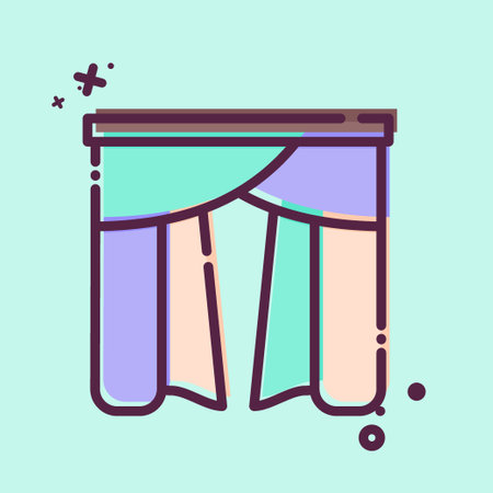 Icon Drapery 4. related to Curtains symbol. MBE style. simple design editable. simple illustrationのイラスト素材
