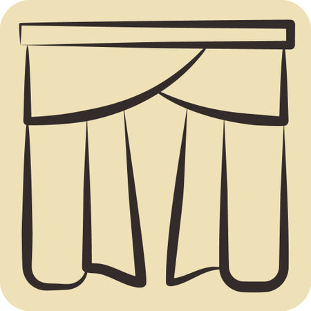 Icon Drapery 4. related to Curtains symbol. hand drawn style. simple design editable. simple illustrationのイラスト素材