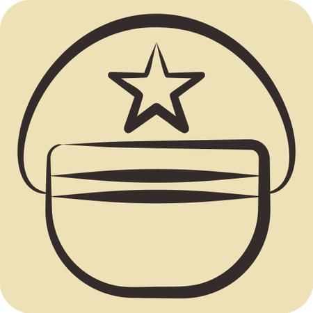 Icon Pilot Hat. related to Hat symbol. hand drawn style. simple design editable. simple illustrationのイラスト素材