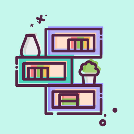 Icon Bookshelf. related to Home Decoration symbol. MBE style. simple design editable. simple illustrationのイラスト素材