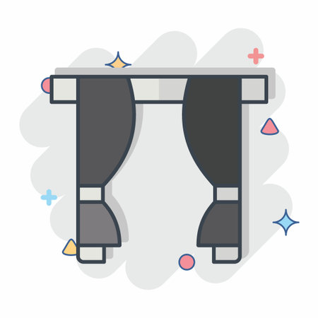 Icon Curtain. related to Home Decoration symbol. comic style. simple design editable. simple illustrationのイラスト素材