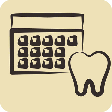 Icon Scheduling. related to Dental symbol. hand drawn style. simple design editable. simple illustrationのイラスト素材