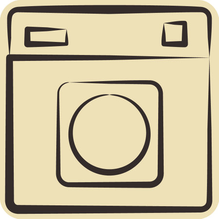 Icon Tumble Dryer. related to Laundry symbol. hand drawn style. simple design editable. simple illustrationのイラスト素材