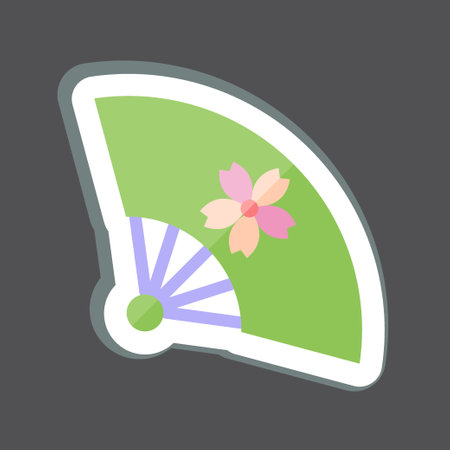 Sticker Fan 2. related to Sakura Festival symbol. simple design editable. simple illustrationのイラスト素材