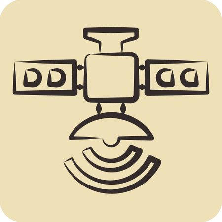 Icon Artificial Satellite. related to Satellite symbol. hand drawn style. simple design editable. simple illustrationのイラスト素材