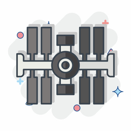 Icon Space Station. related to Satellite symbol. comic style. simple design editable. simple illustrationのイラスト素材