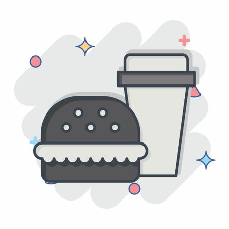 Icon Fast Food. related to Hepatologist symbol. comic style. simple design editable. simple illustrationのイラスト素材