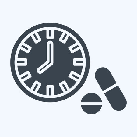 Icon Medication Timing. related to Hepatologist symbol. glyph style. simple design editable. simple illustrationのイラスト素材